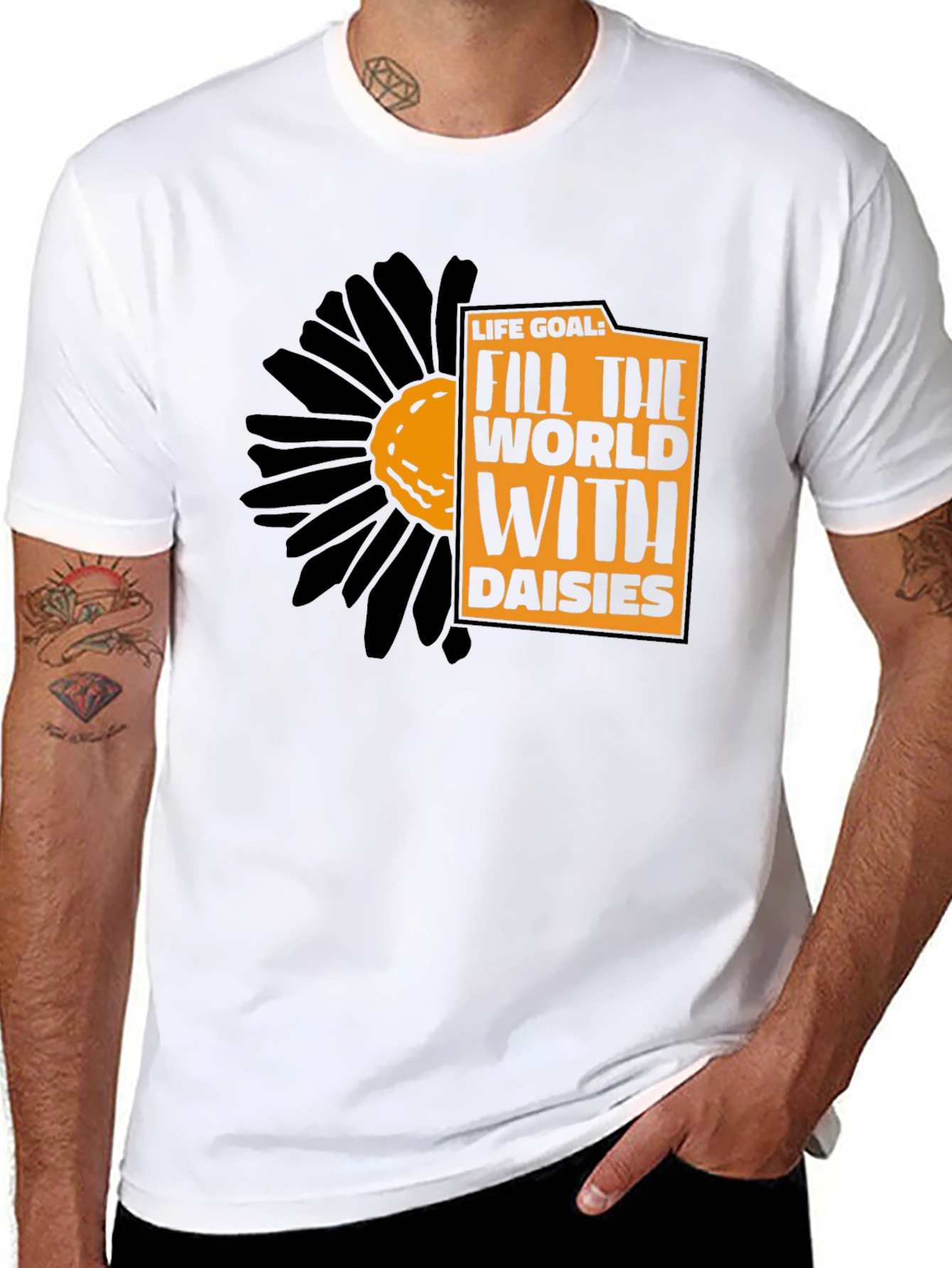 Life Goal Daisies Graphic Tee - Black Unisex T-Shirt
