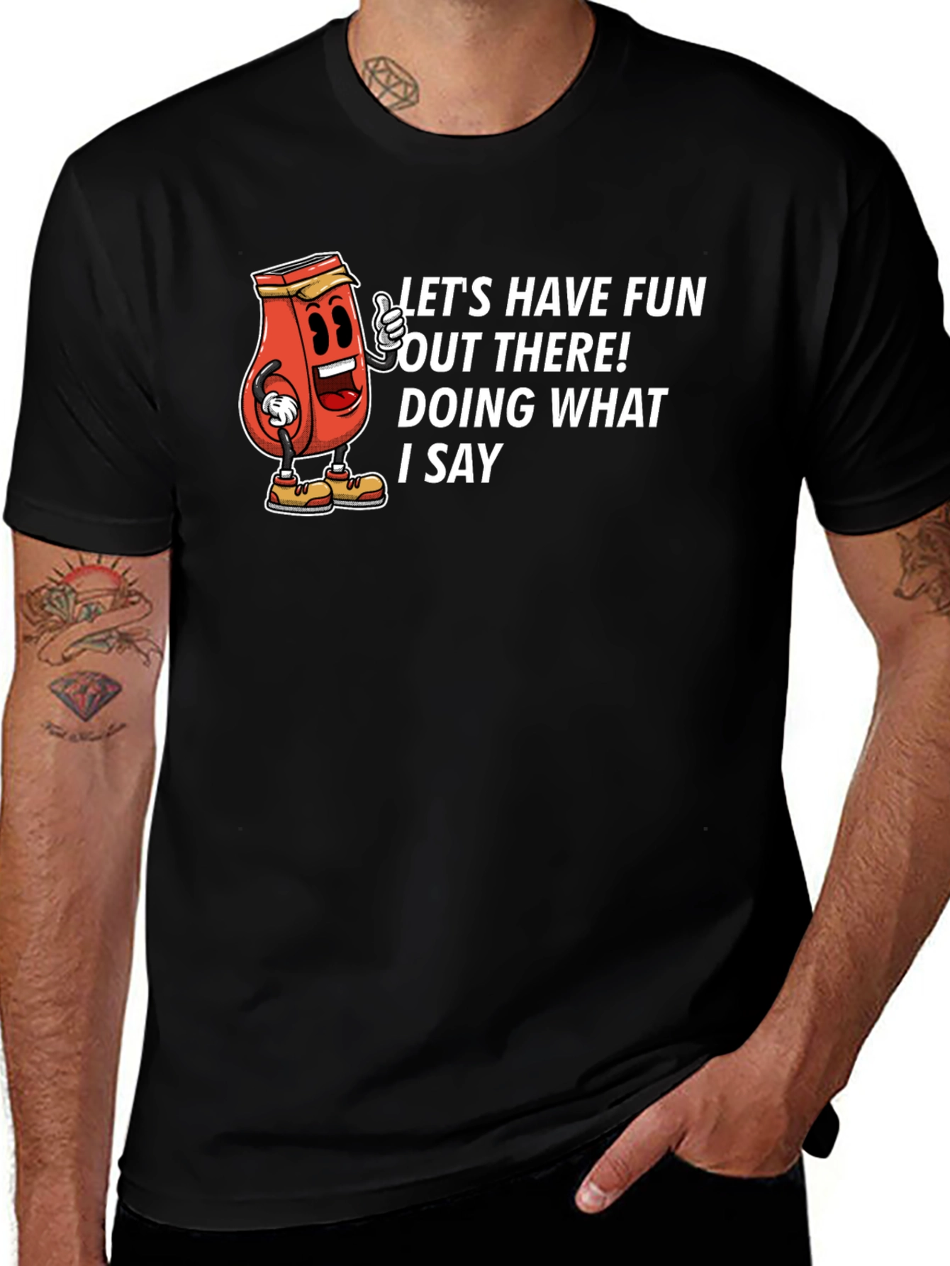 Funny Graphic Tee - Ketchup Boss Black T-Shirt