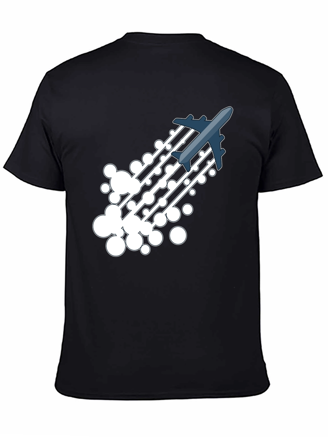 Airplane Trail Graphic Tee - Black Cotton Blend Shirt