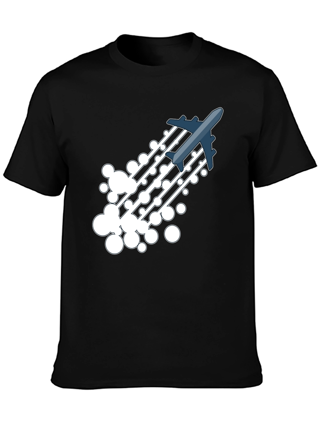 Airplane Trail Graphic Tee - Black Cotton Blend Shirt