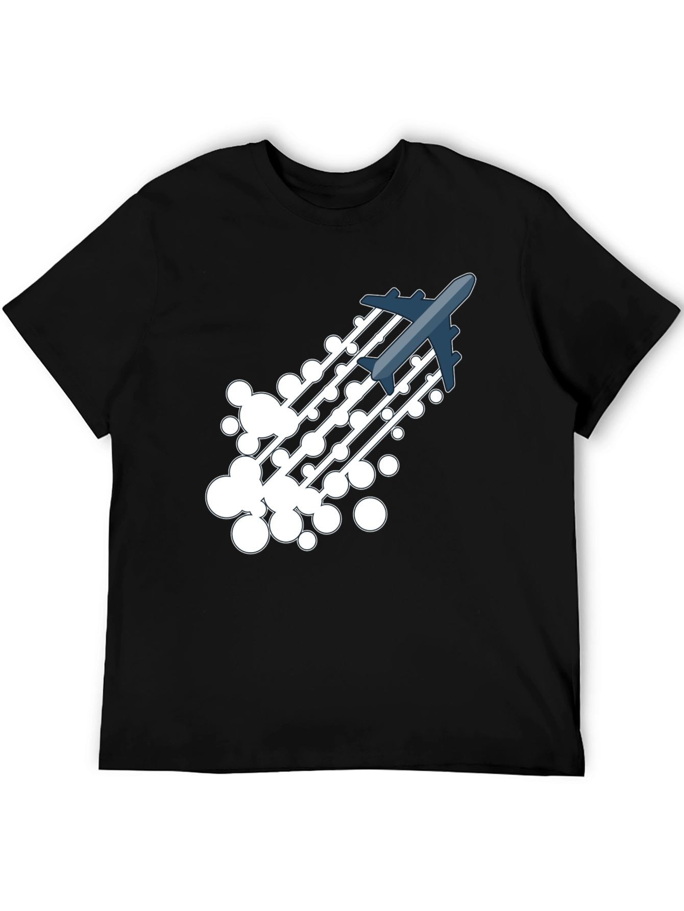 Airplane Trail Graphic Tee - Black Cotton Blend Shirt