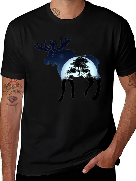 Moose Silhouette Graphic Tee - Nature Lovers T-Shirt
