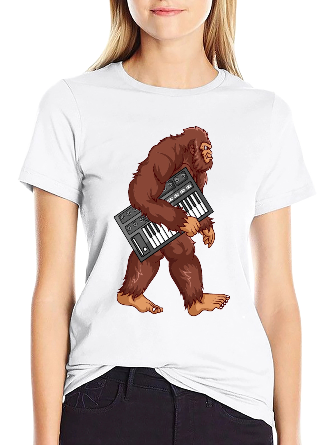 Sasquatch Synthesizer T-Shirt - Bigfoot Keyboard Tee