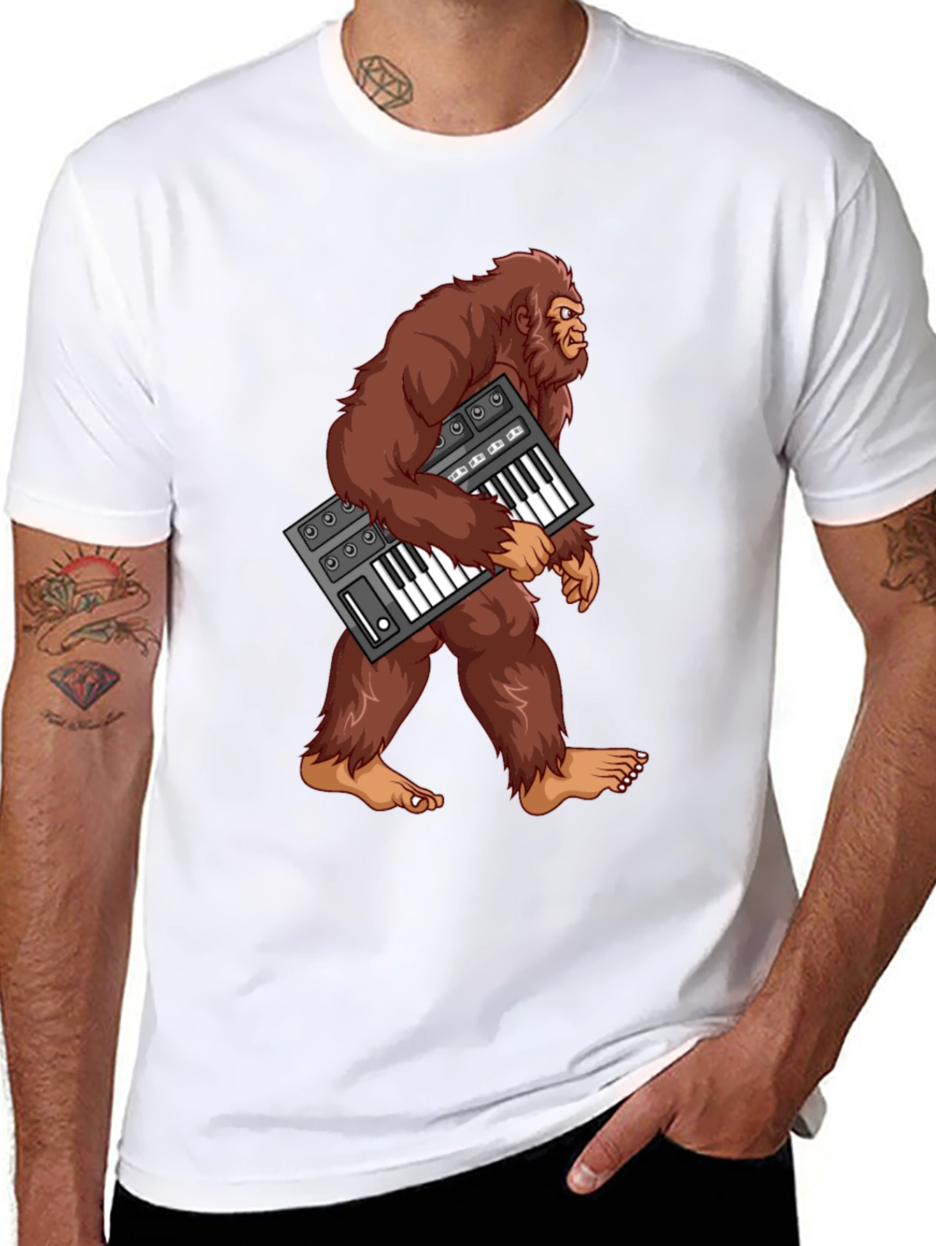 Sasquatch Synthesizer T-Shirt - Bigfoot Keyboard Tee