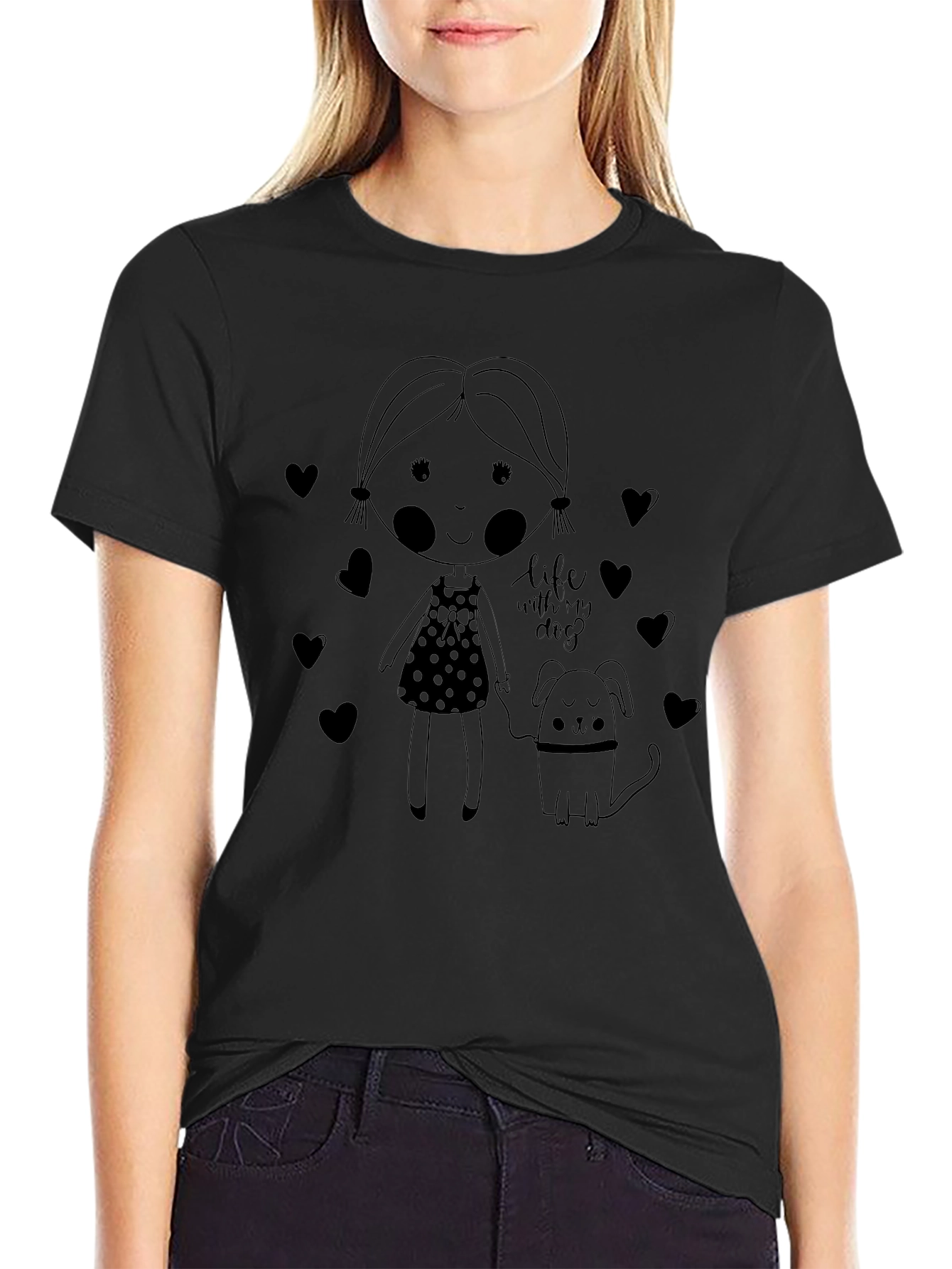Life With My Dog Black Graphic Tee