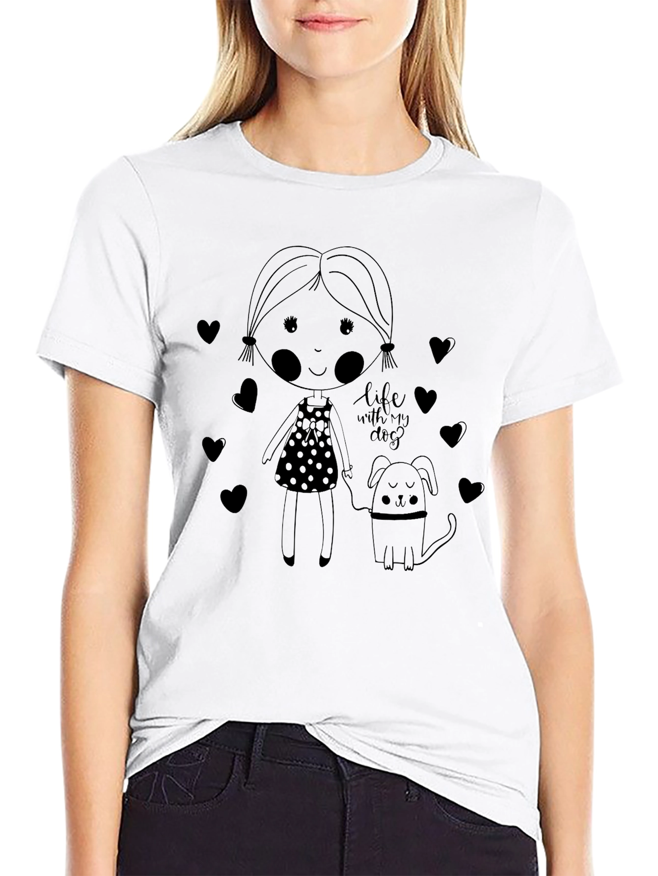 Life With My Dog Black Graphic Tee