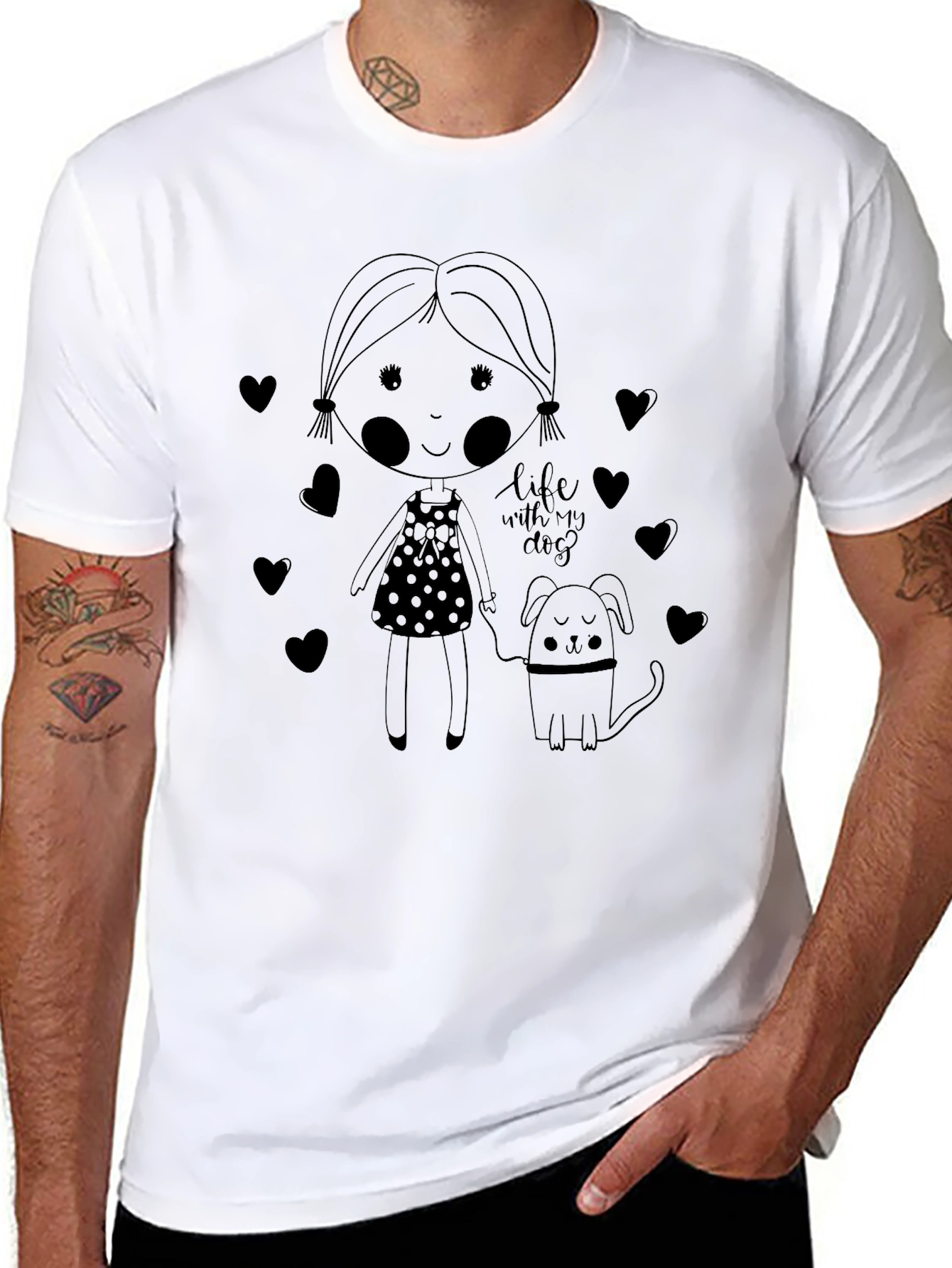 Life With My Dog Black Graphic Tee