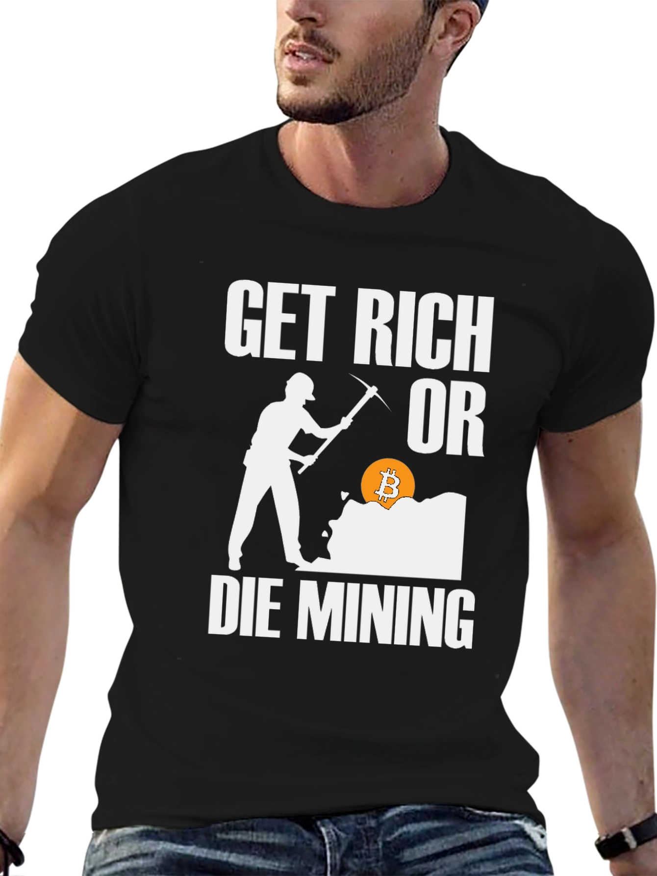 Get Rich Or Die Mining Bitcoin Graphic Tee
