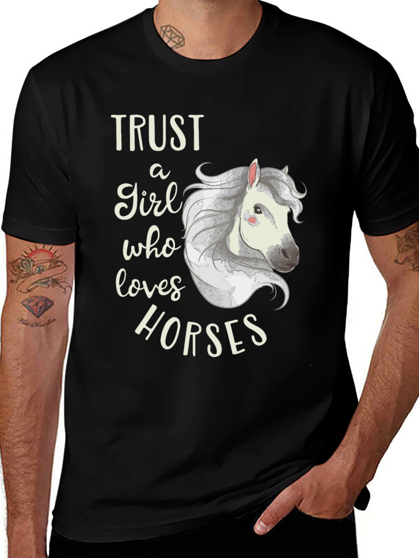 Trust a Girl Who Loves Horses Black T-Shirt
