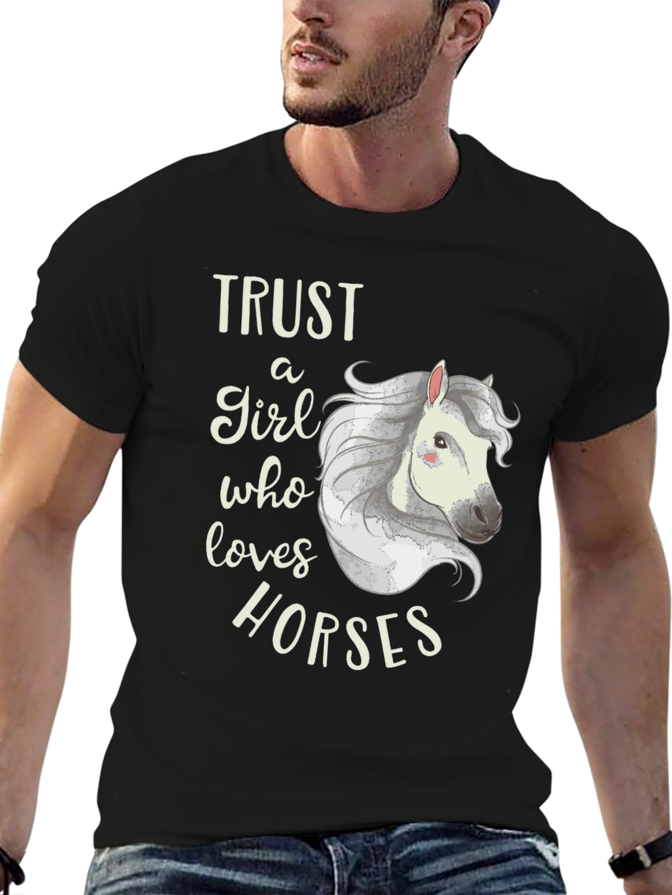 Trust a Girl Who Loves Horses Black T-Shirt
