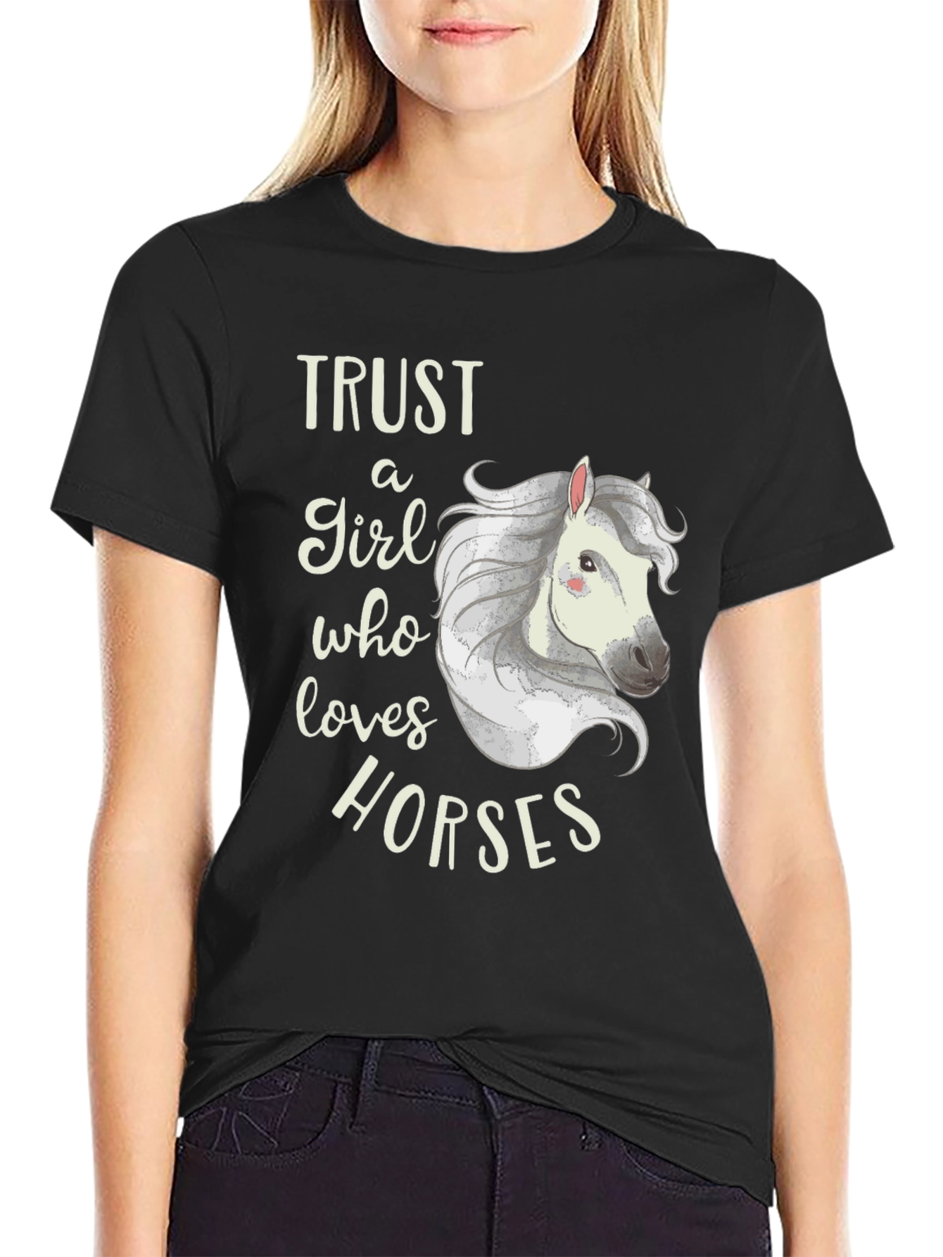 Trust a Girl Who Loves Horses Black T-Shirt