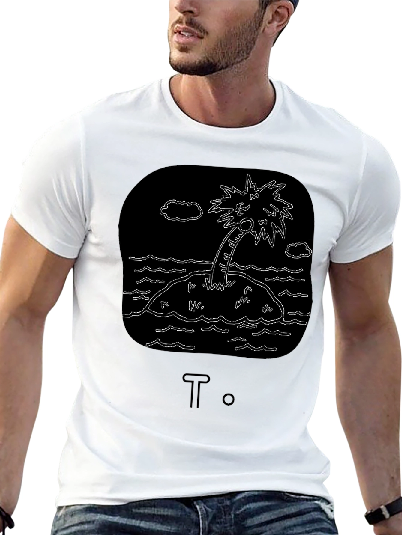 Island Palm Tree Graphic Tee - Black
