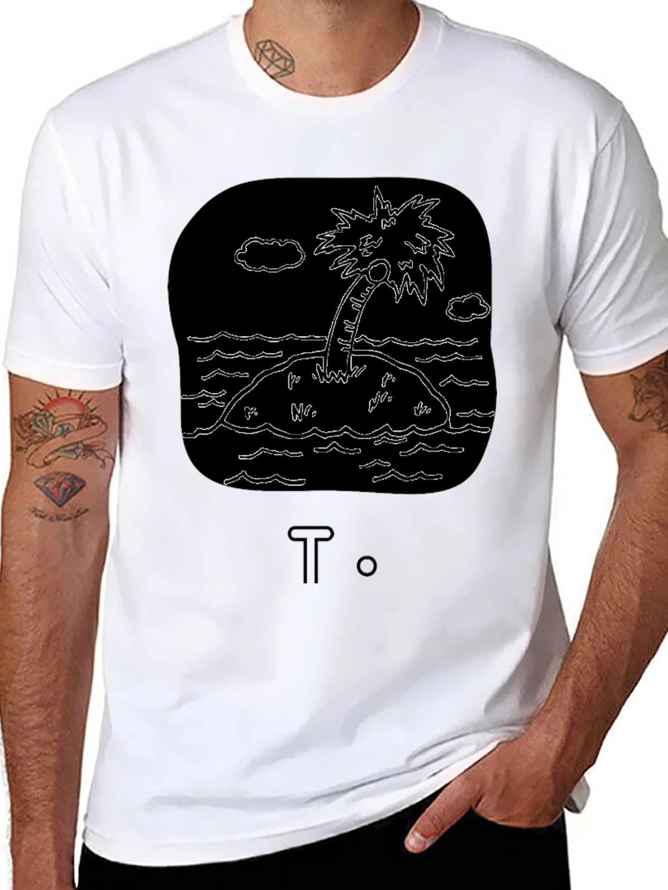 Island Palm Tree Graphic Tee - Black