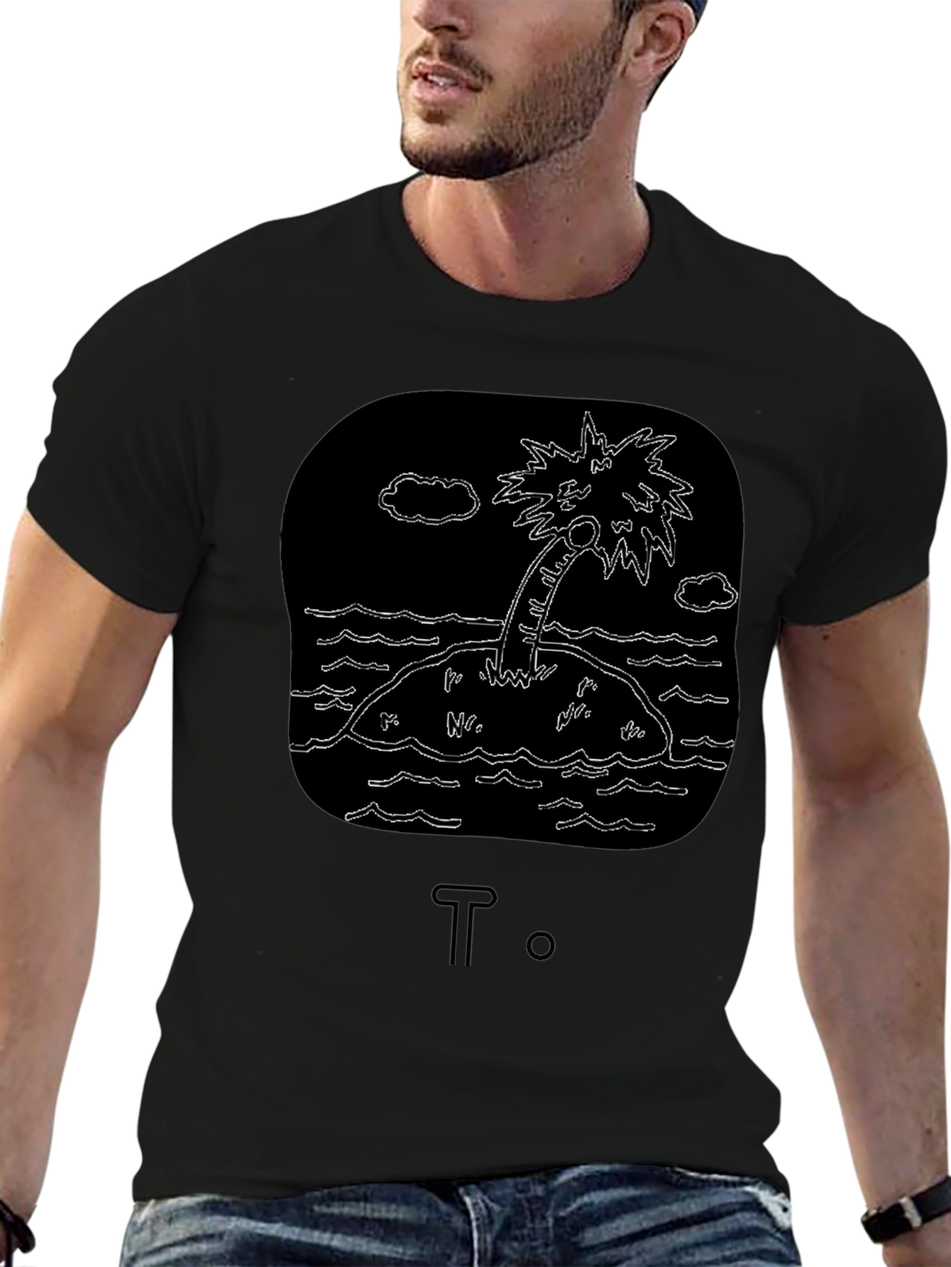 Island Palm Tree Graphic Tee - Black