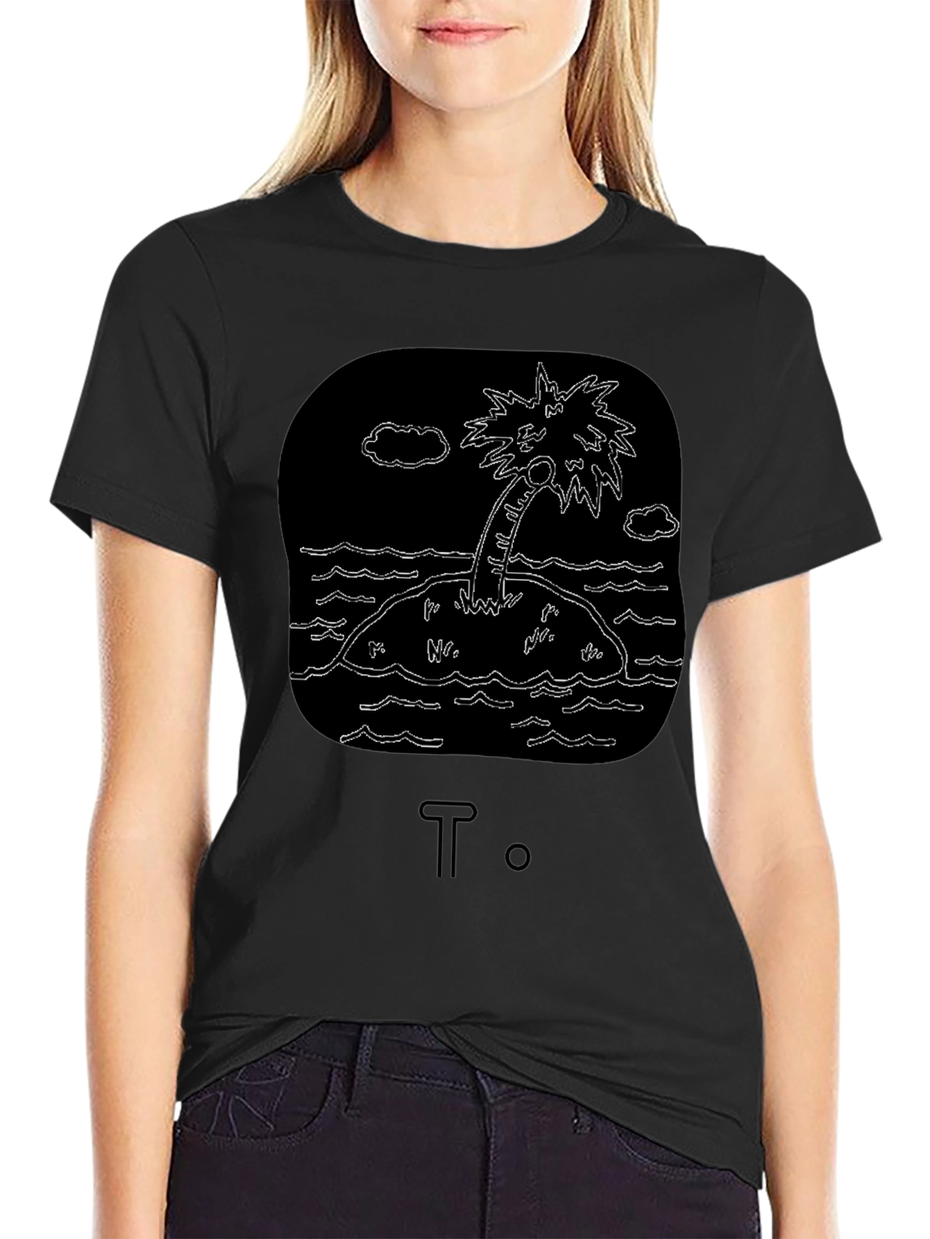 Island Palm Tree Graphic Tee - Black