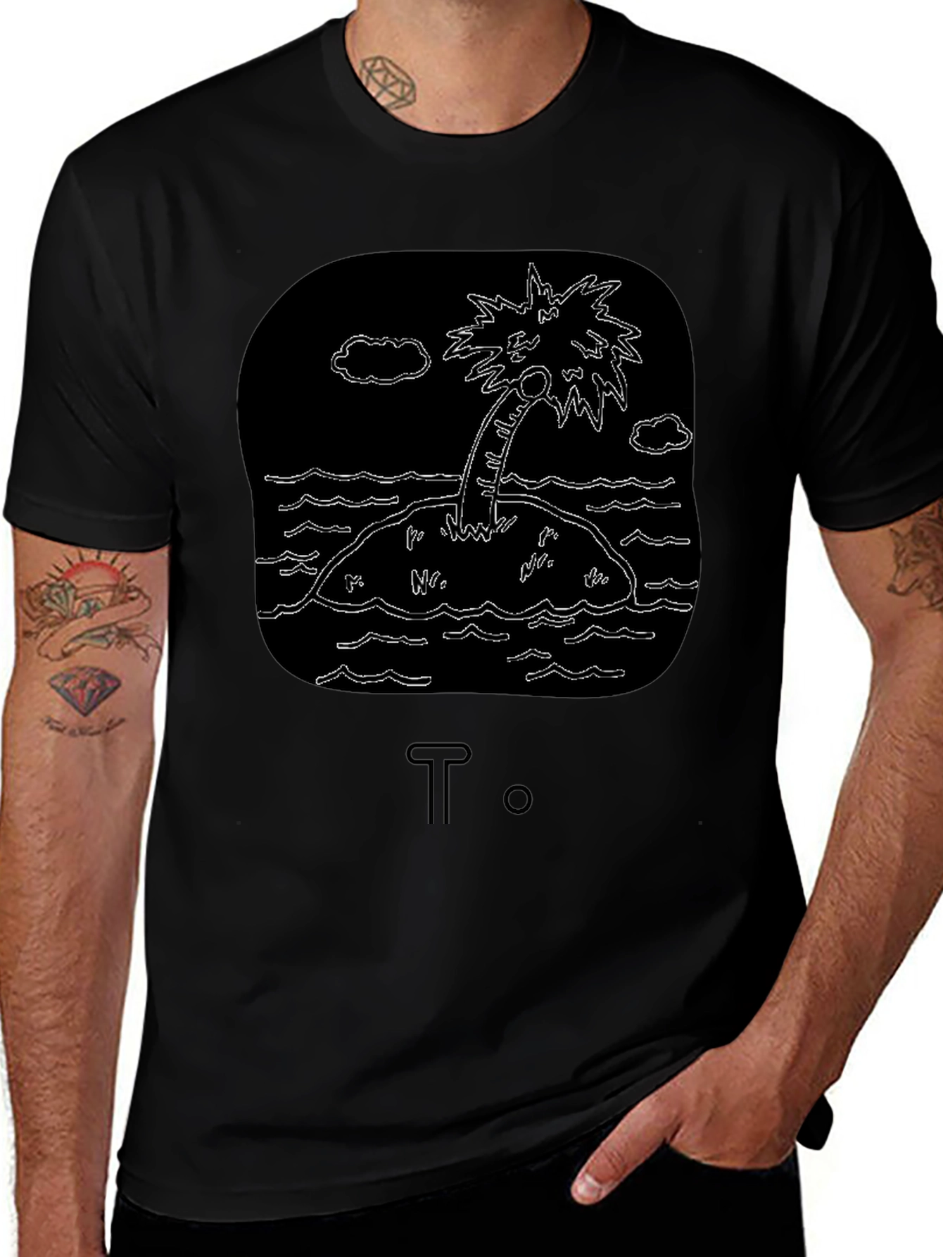 Island Palm Tree Graphic Tee - Black