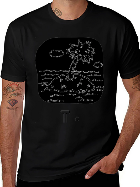 Island Palm Tree Graphic Tee - Black