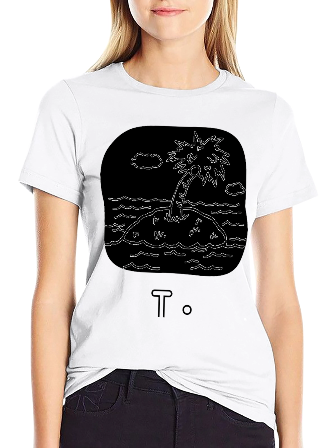 Island Palm Tree Graphic Tee - Black