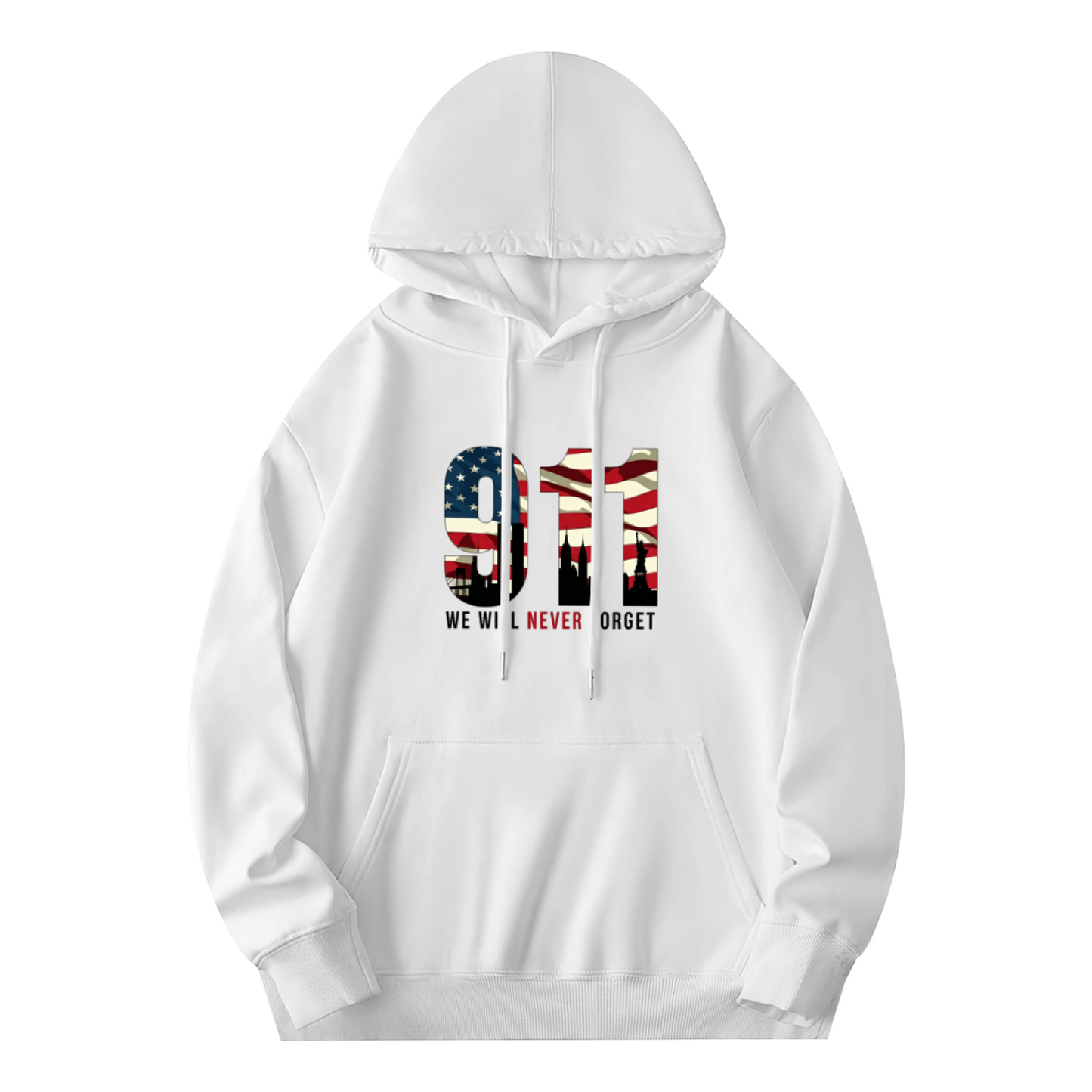 911 American Flag Fill Twin Towers We Will Never Forget Graphic Hoodie