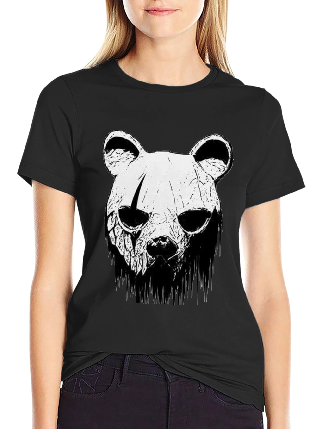 Bear Skull Graphic Black T-Shirt