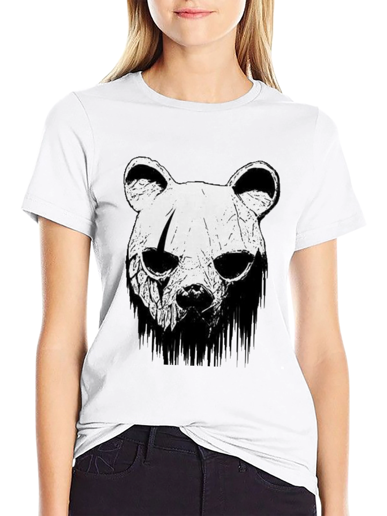 Bear Skull Graphic Black T-Shirt