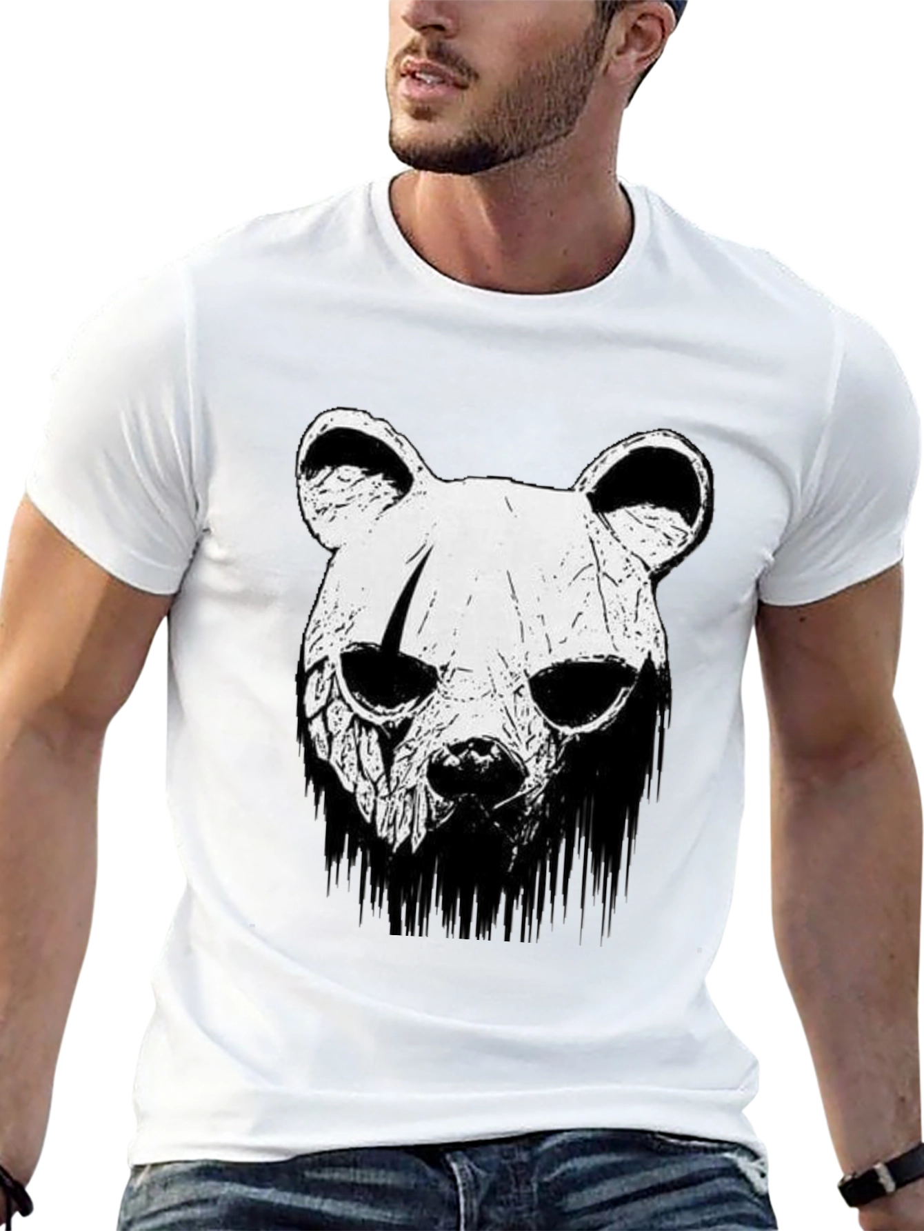 Bear Skull Graphic Black T-Shirt