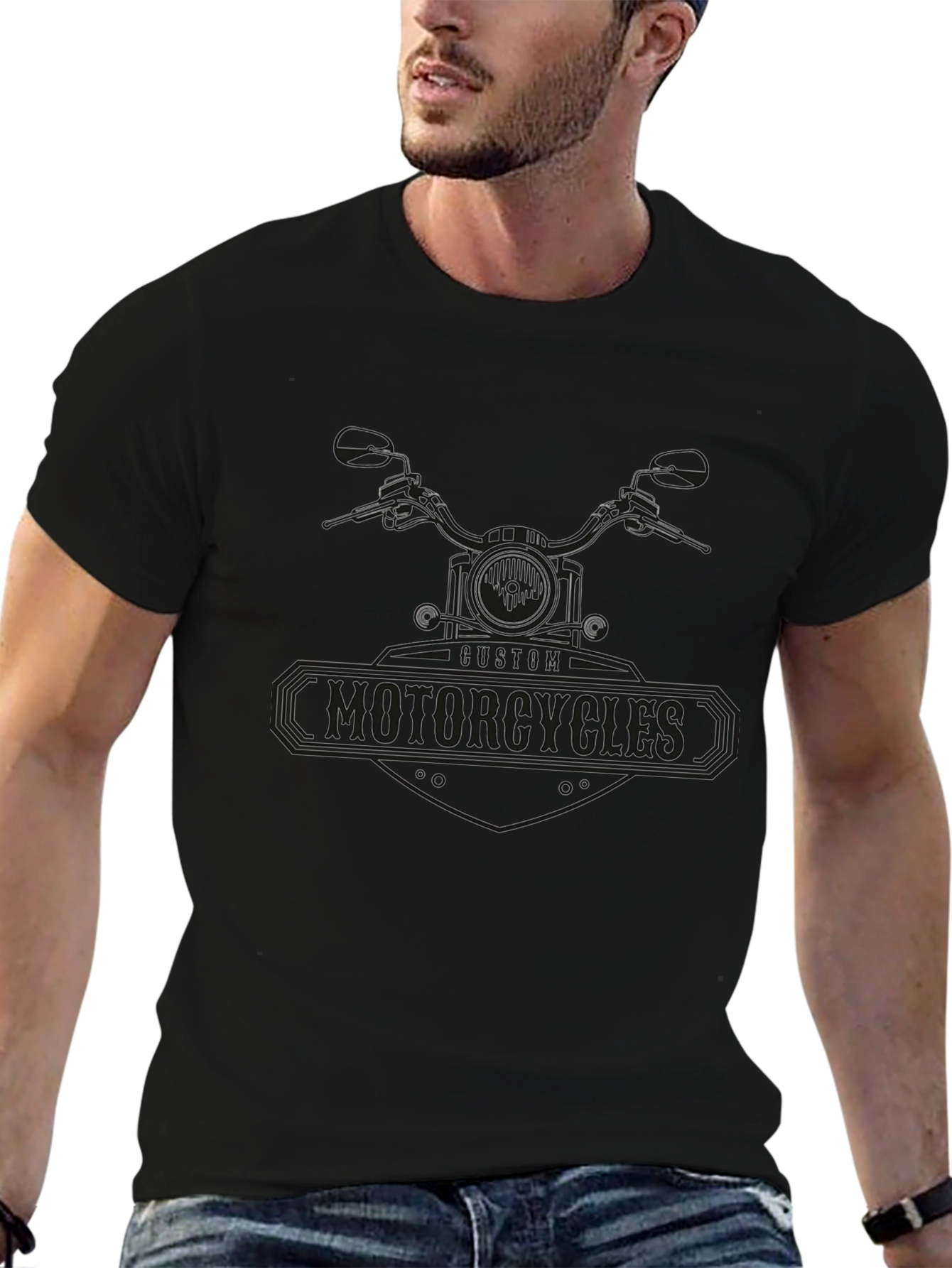 Custom Motorcycles Black T-Shirt