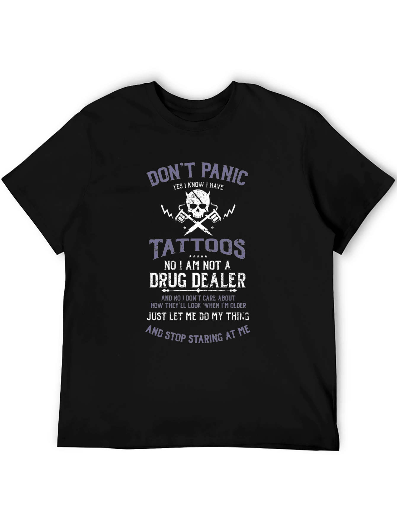 Dont Panic Tattoo Graphic T-Shirt - Novelty Statement Tee