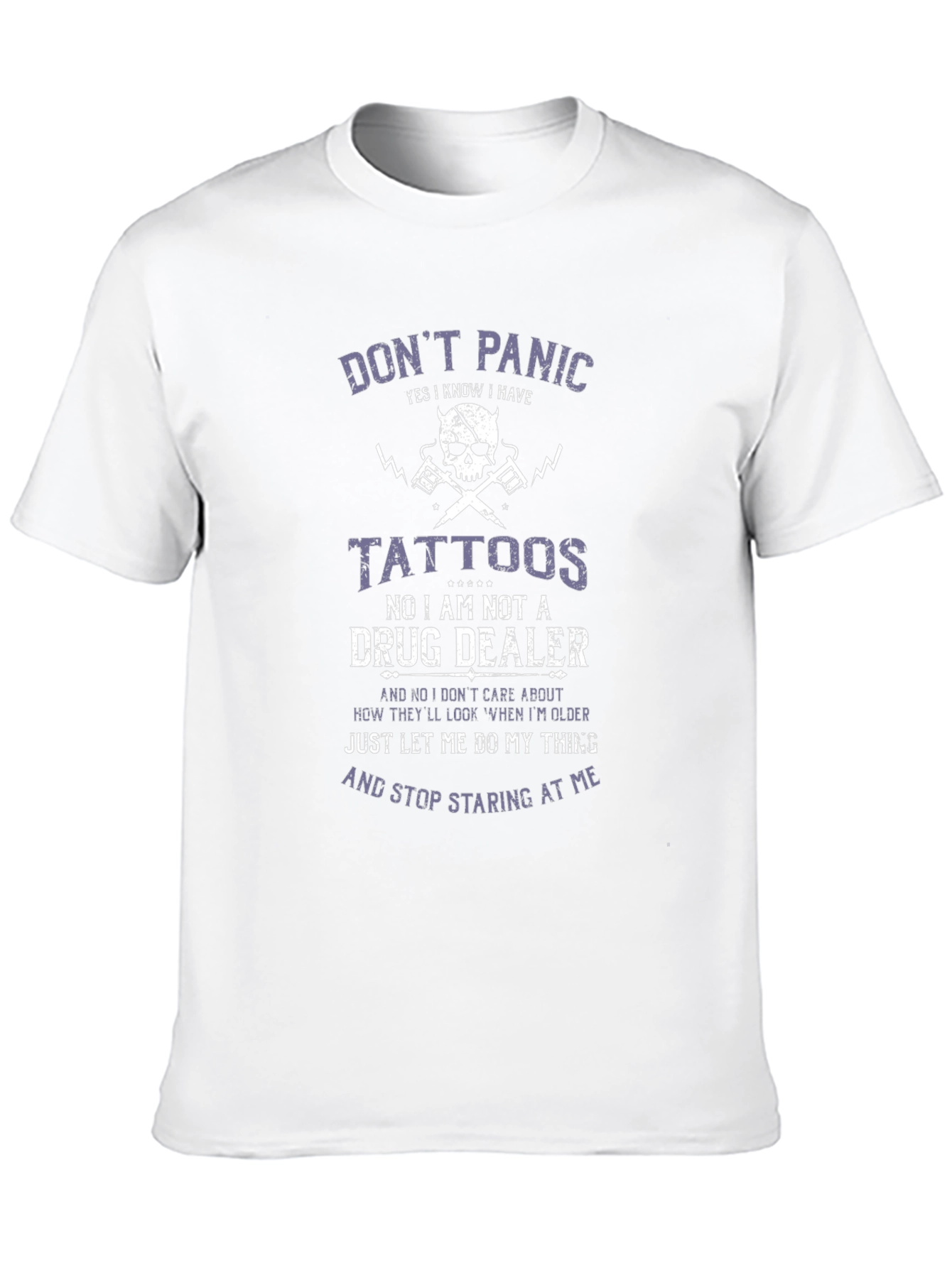Dont Panic Tattoo Graphic T-Shirt - Novelty Statement Tee