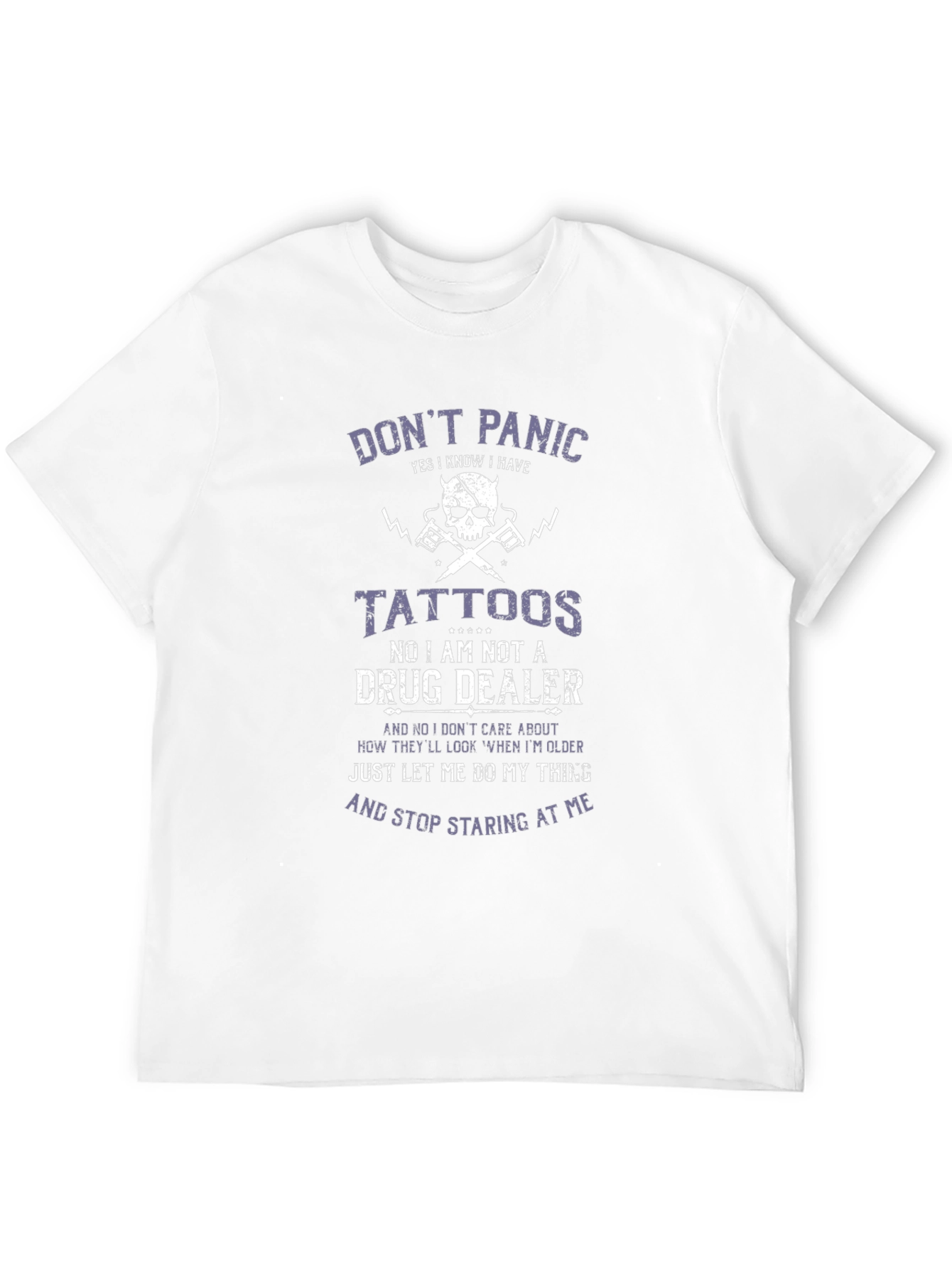 Dont Panic Tattoo Graphic T-Shirt - Novelty Statement Tee