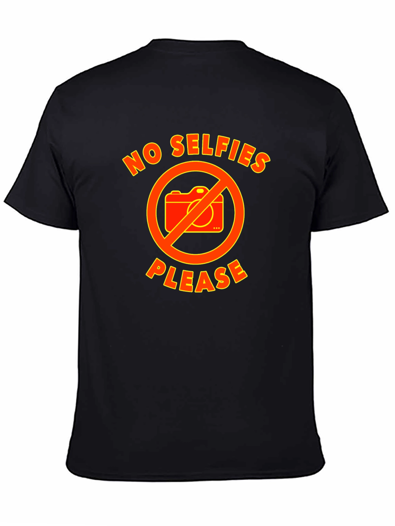 No Selfies Please Graphic Tee - Black Cotton T-Shirt