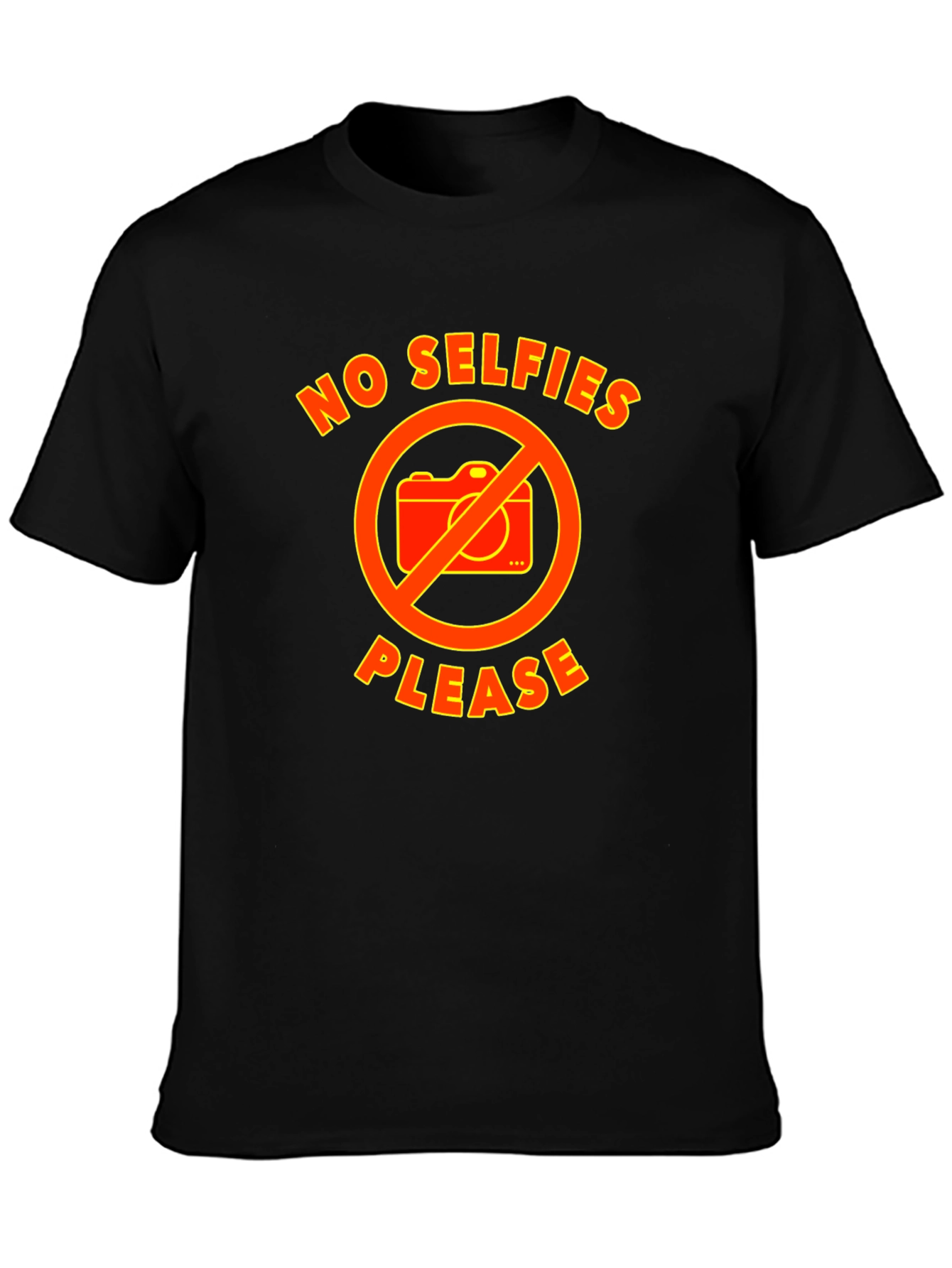 No Selfies Please Graphic Tee - Black Cotton T-Shirt