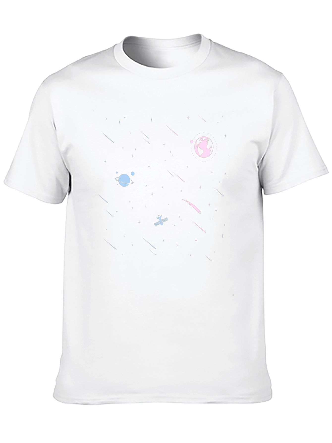 Space Print Black Tee - Cosmic Graphic T-Shirt