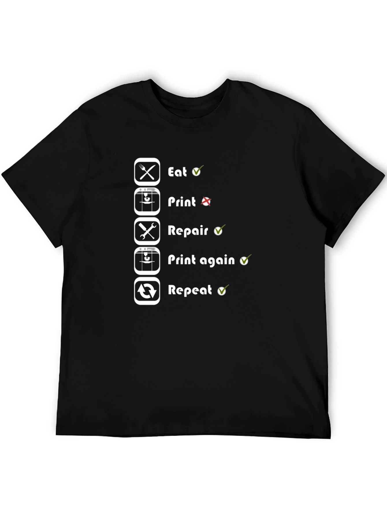 3D Printing Cycle T-Shirt - Eat Print Repair Repeat