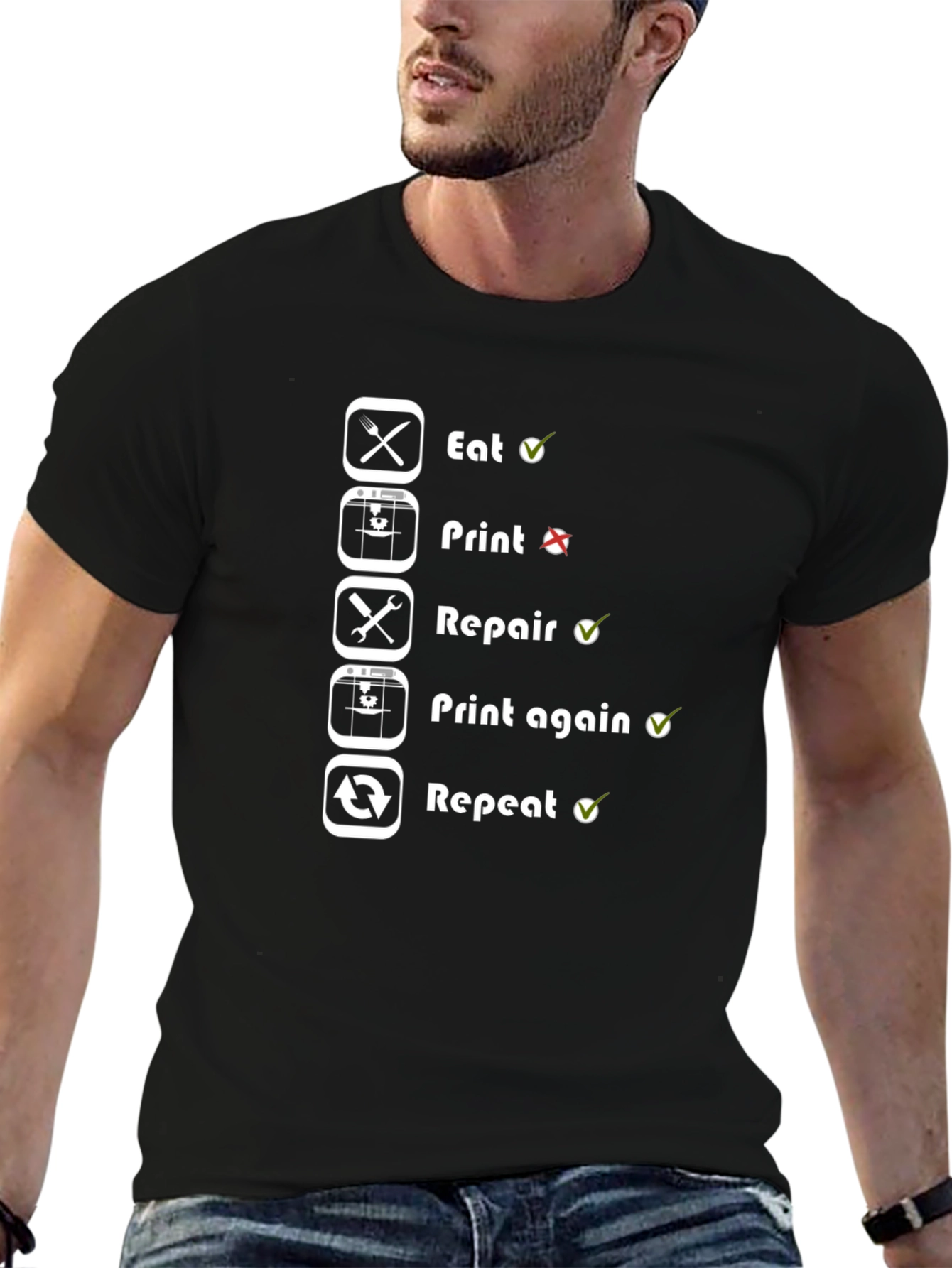 3D Printing Cycle T-Shirt - Eat Print Repair Repeat