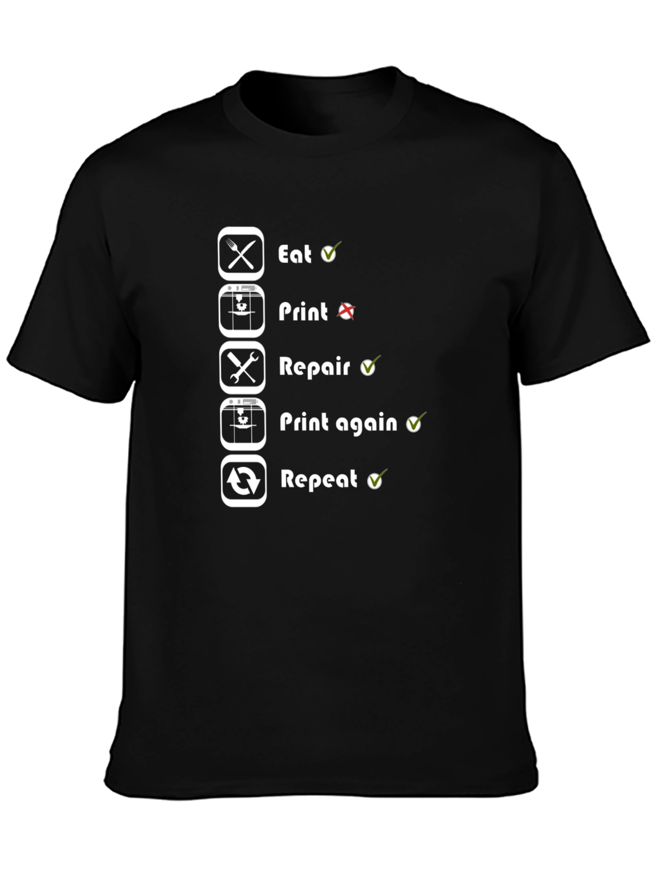 3D Printing Cycle T-Shirt - Eat Print Repair Repeat
