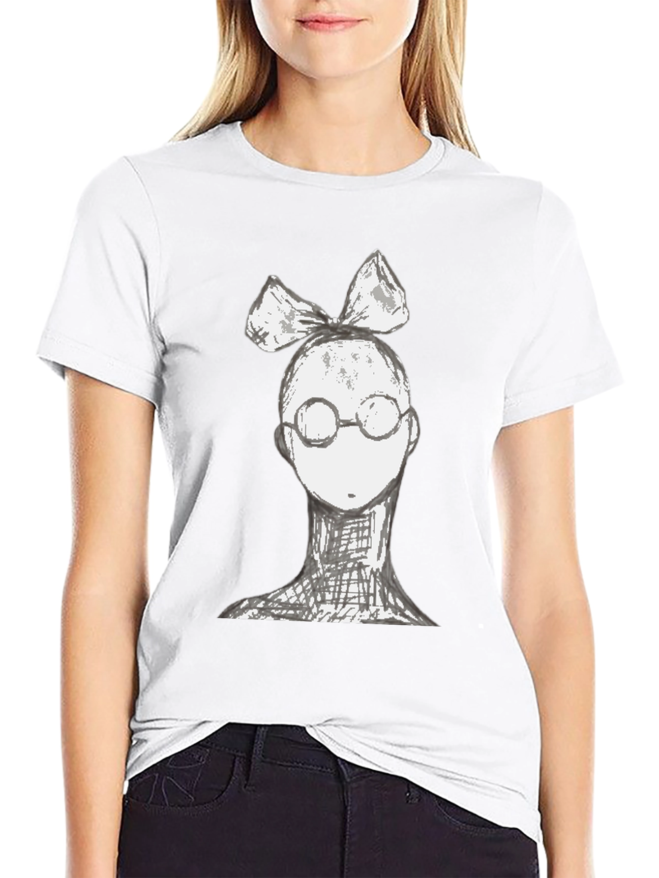 Whimsical Character Tee - Black Cotton Blend
