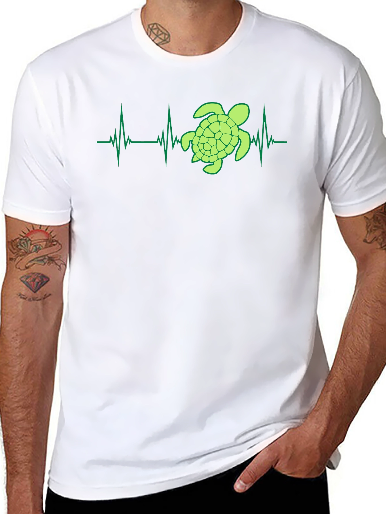 Turtle Heartbeat Graphic Tee - Eco-Friendly Style