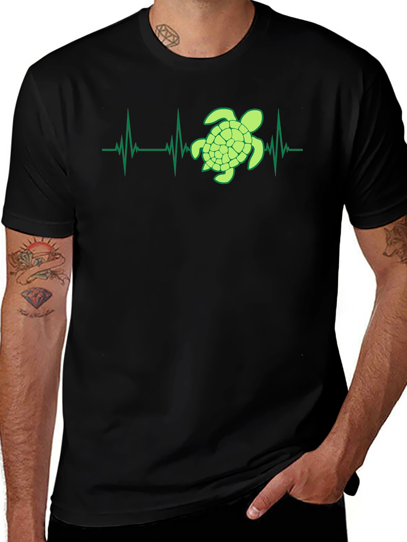 Turtle Heartbeat Graphic Tee - Eco-Friendly Style