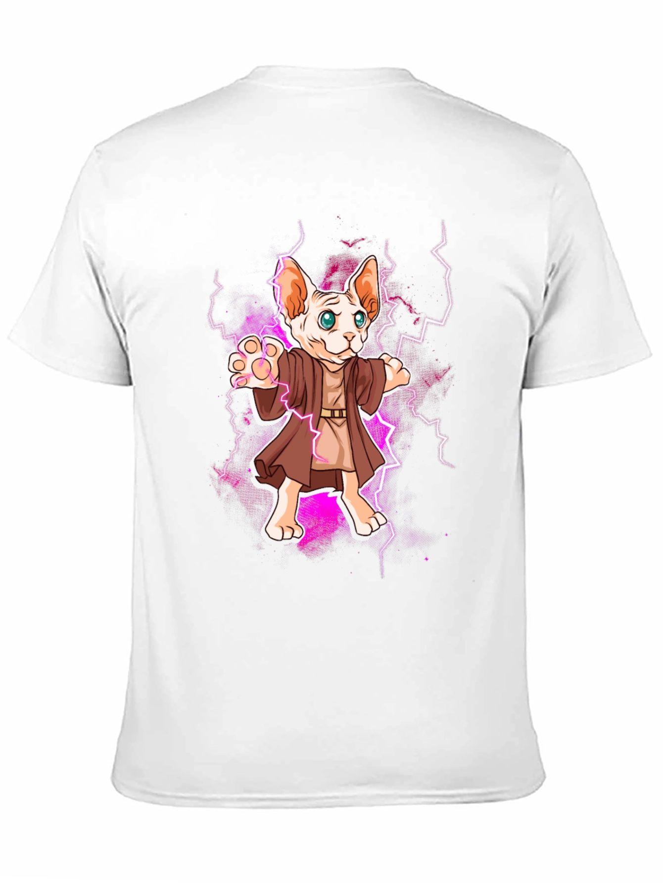 Wizard Cat Graphic Tee - Sphynx Lightning Bolt T-Shirt