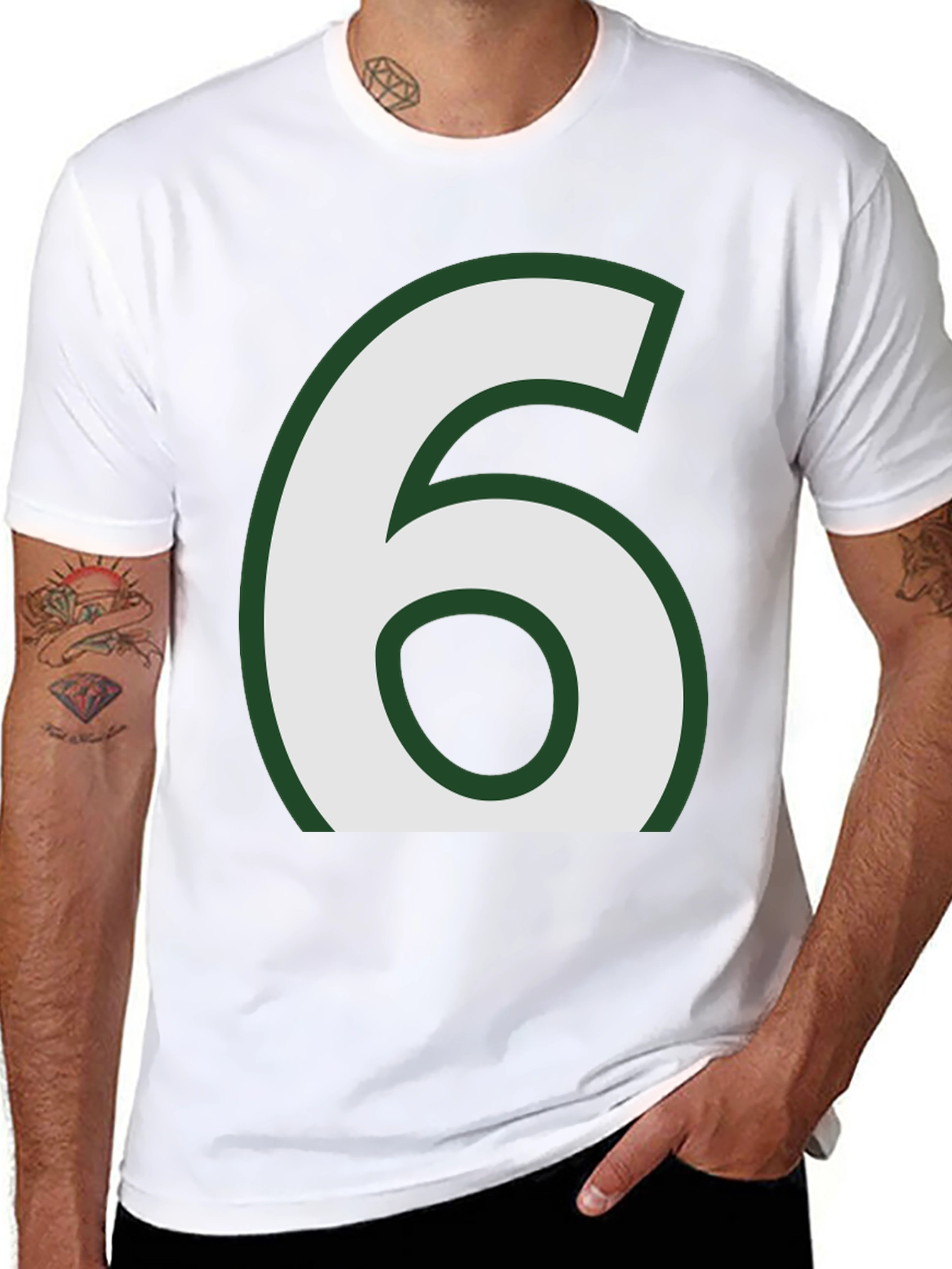 Number 6 Graphic Tee - Black Cotton Blend