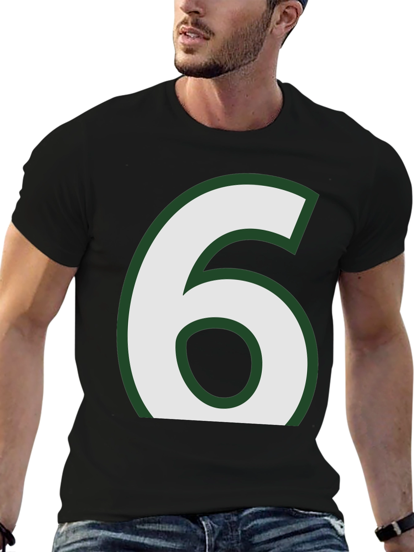 Number 6 Graphic Tee - Black Cotton Blend