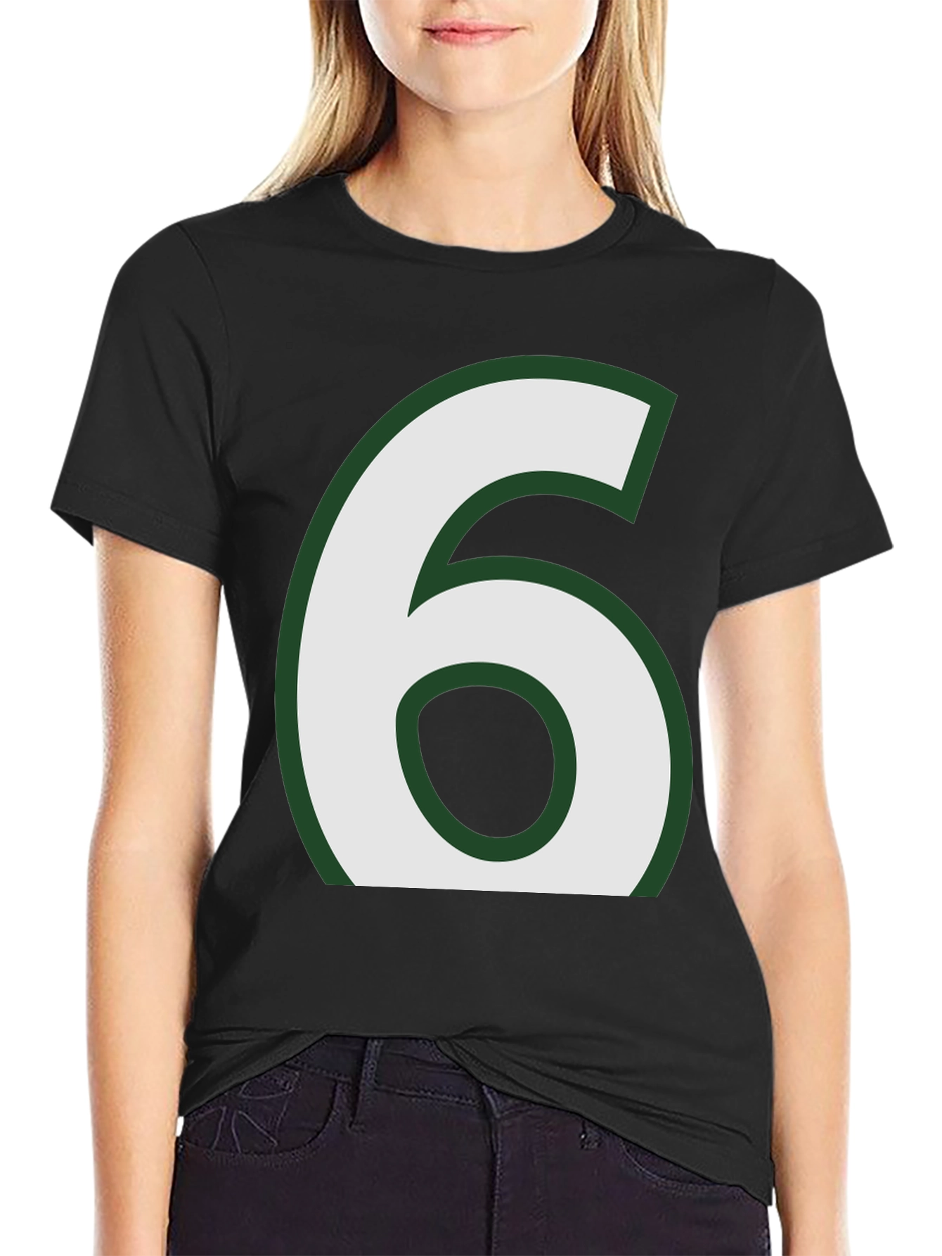Number 6 Graphic Tee - Black Cotton Blend