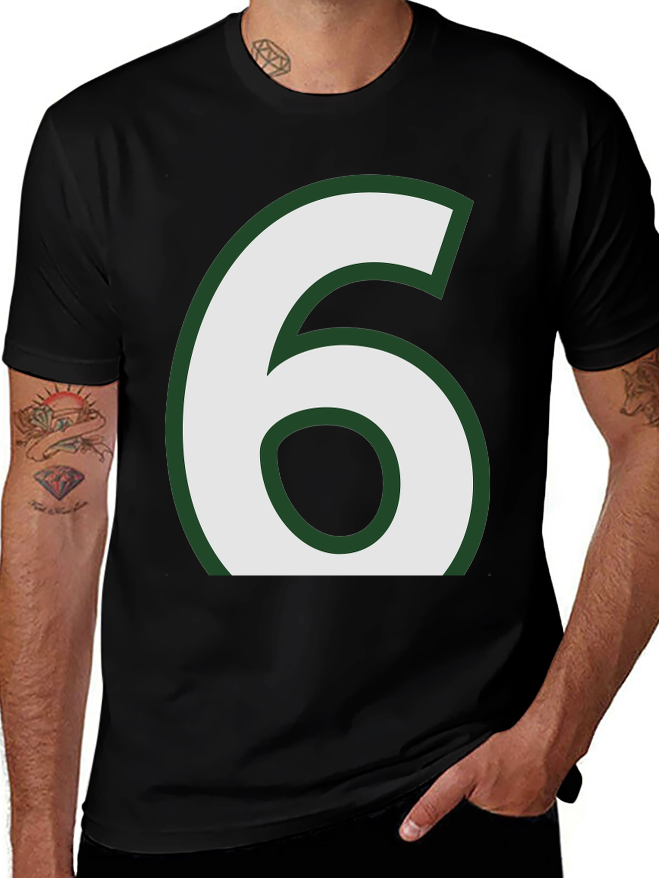 Number 6 Graphic Tee - Black Cotton Blend