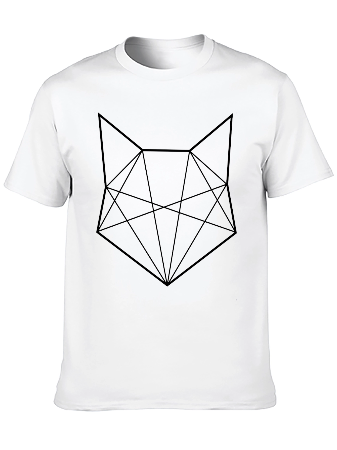 Geometric Fox Graphic Tee - Black Cotton Blend