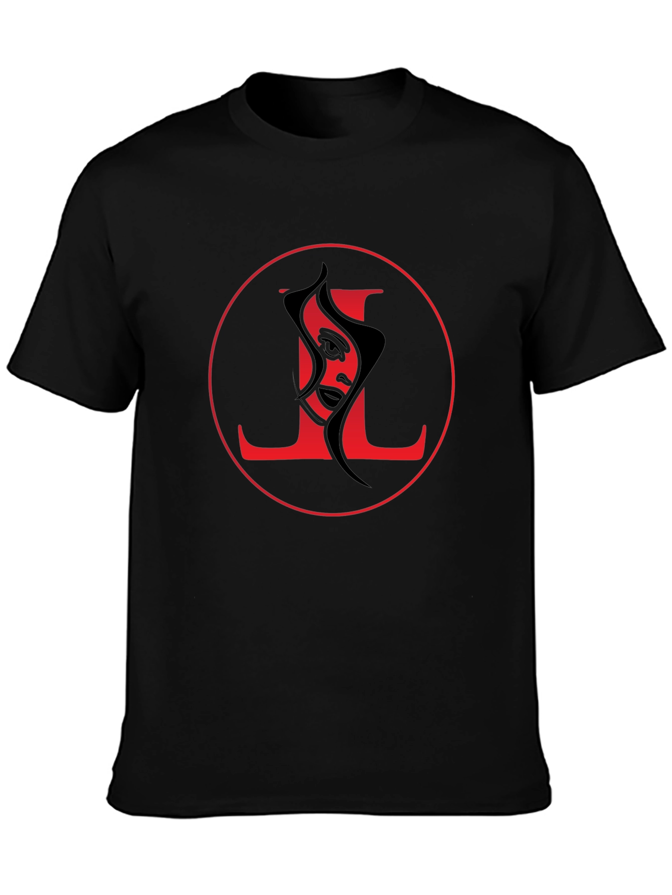 Abstract Face Graphic Tee - Stylish Black T-Shirt