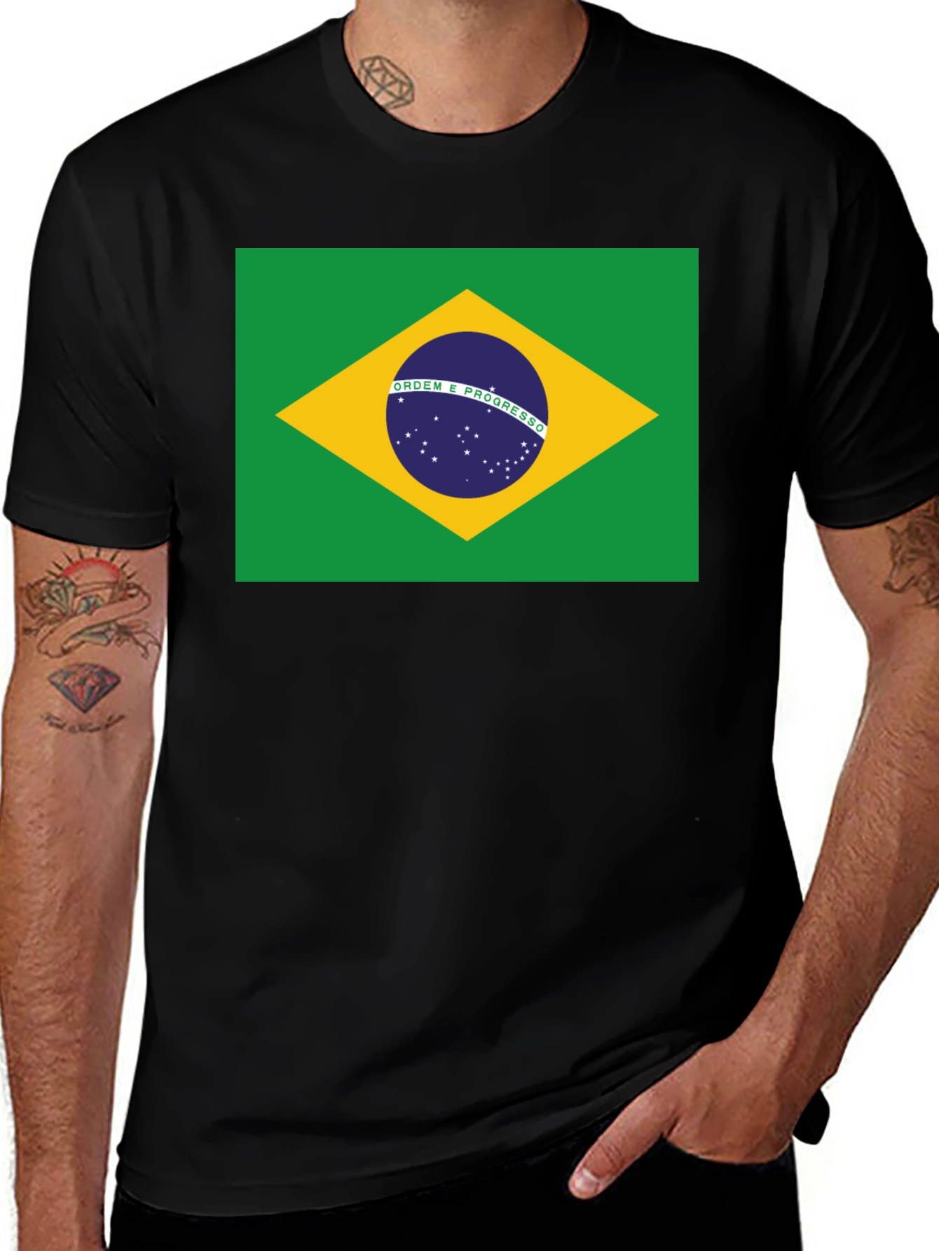 Brazil Flag Graphic T-Shirt - Black