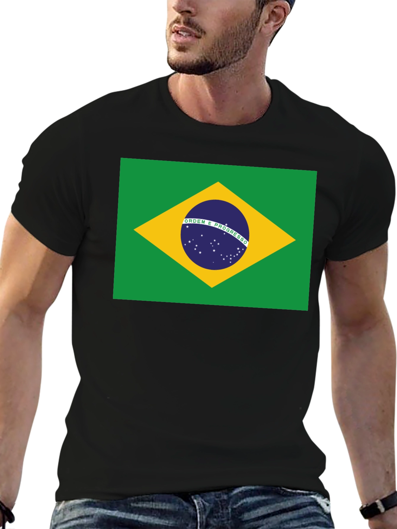 Brazil Flag Graphic T-Shirt - Black