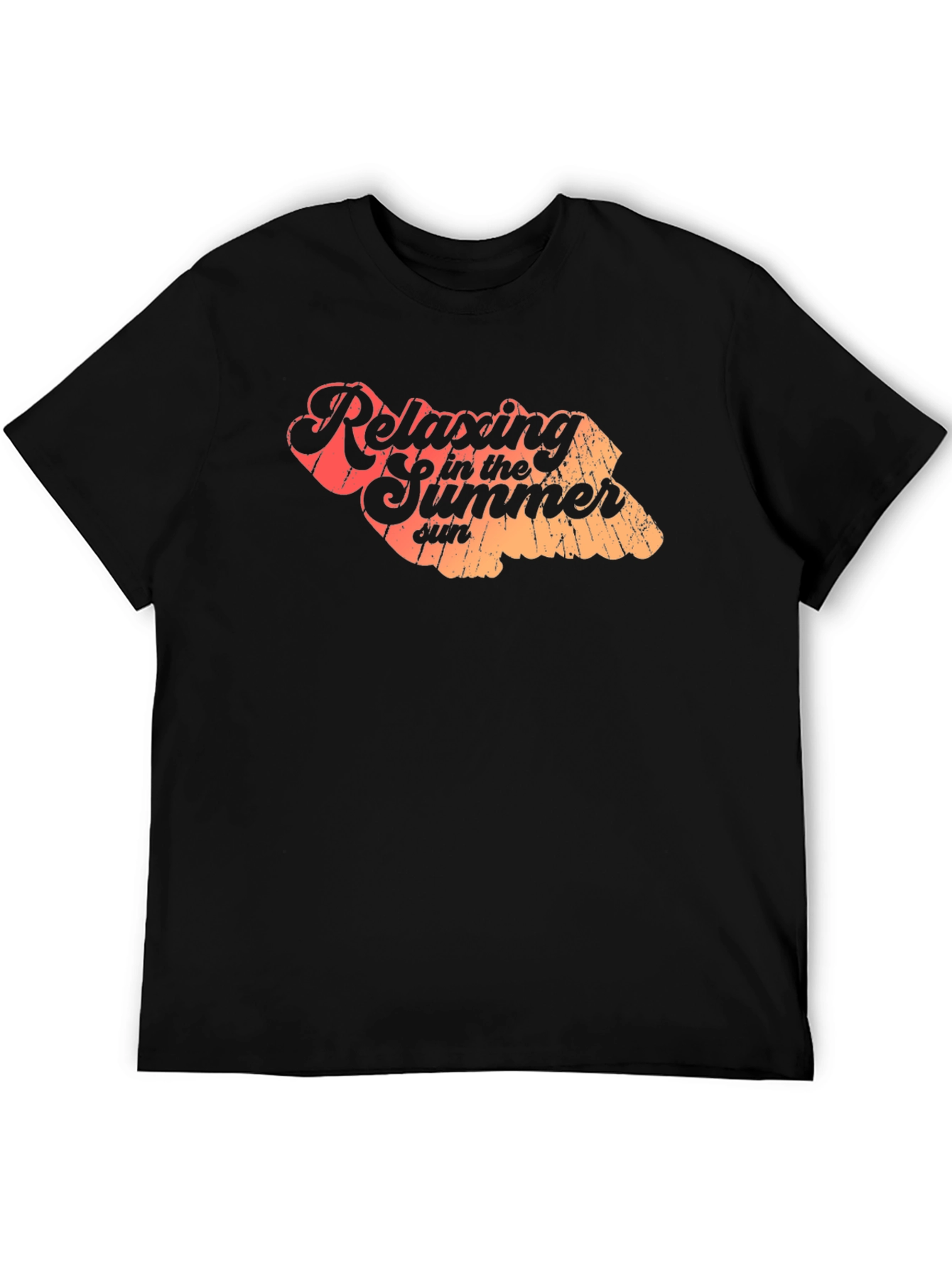 Relaxing Summer Sun Graphic Tee - Casual Black T-Shirt