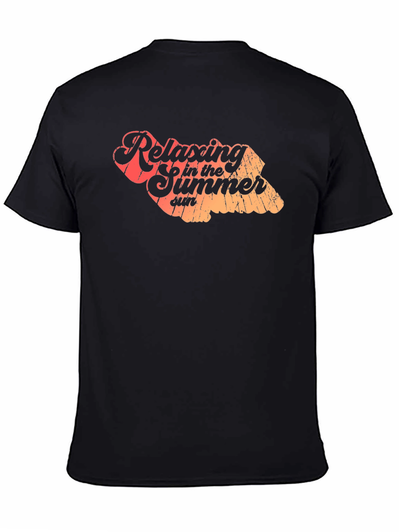 Relaxing Summer Sun Graphic Tee - Casual Black T-Shirt